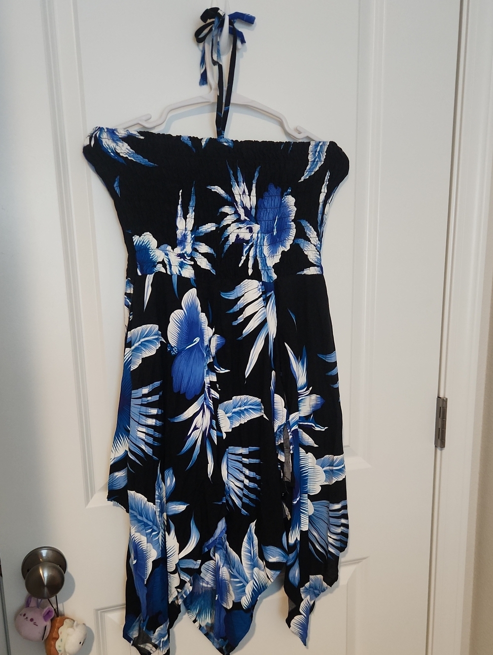 Aloha Fashion Smocked Strapless Asymmetrical Floral Print Dress